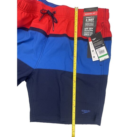 Speedo Men's 4-WAY STRETCH Swim Trunk Mid Length Redondo Stripe 18'' Large - Picture 4 of 16